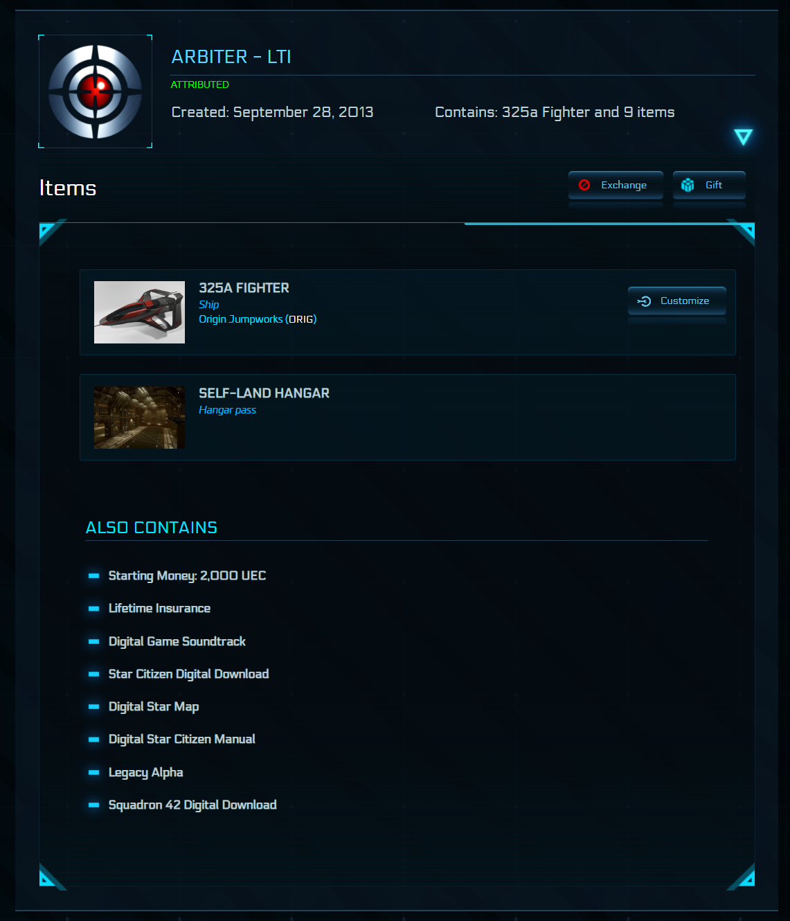 Star Citizen Arbiter Package - 325a LTI