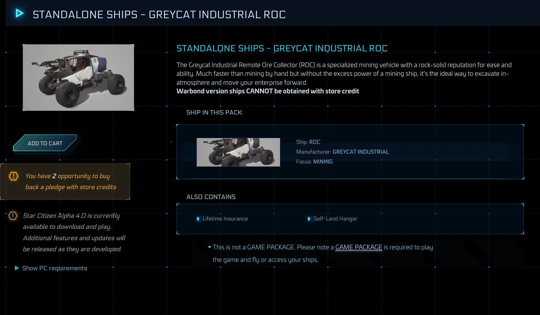 Buy ROC LTI - Original Concept star citizen vehicle