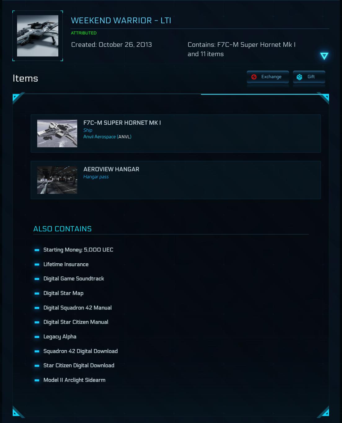 Buy Weekend Warrior (F7C-M Super Hornet Mk I) LTI - Original Concept - Game Package